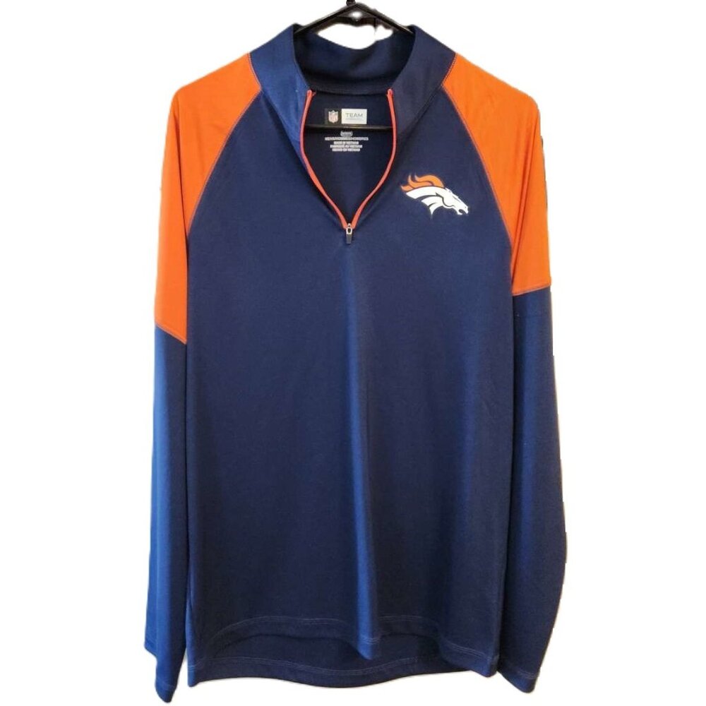 NFL Team Apparel Denver Broncos Men's Long-sleeved Shirt Medium 1/4-zip Football